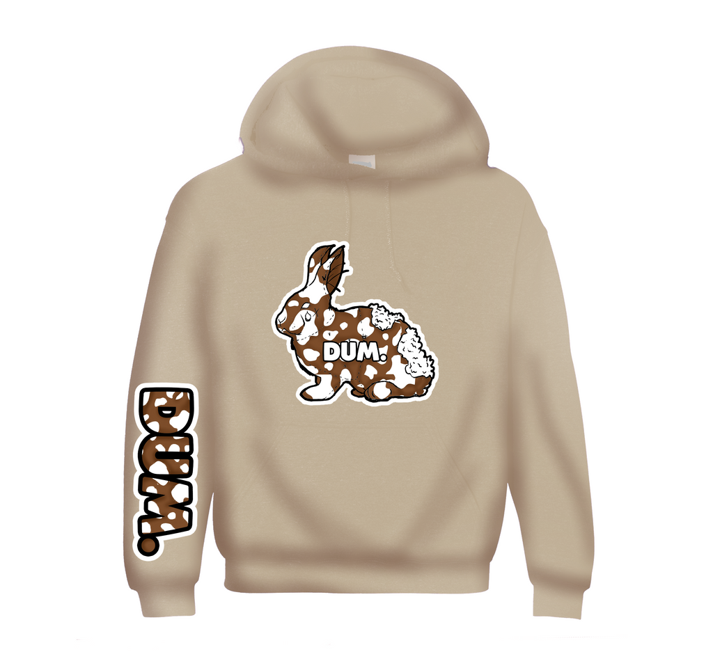 DUM BROWN AND WHITE COW CAMO HOODIE