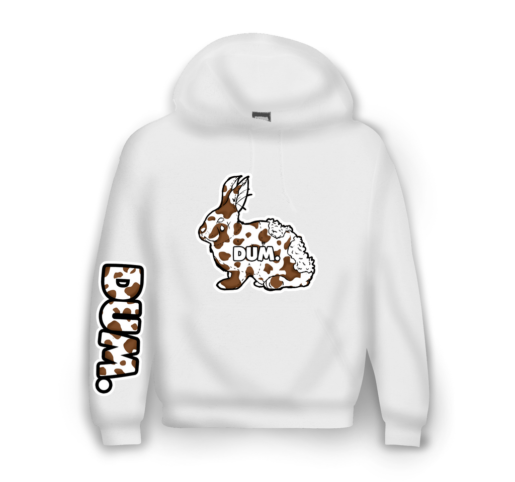 DUM WHITE AND BROWN COW CAMO HOODIE