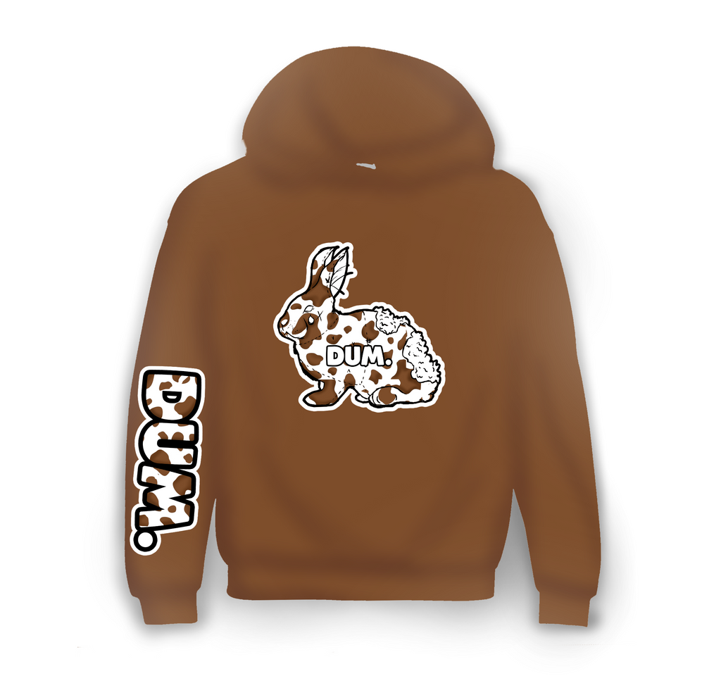 DUM WHITE AND BROWN COW CAMO HOODIE